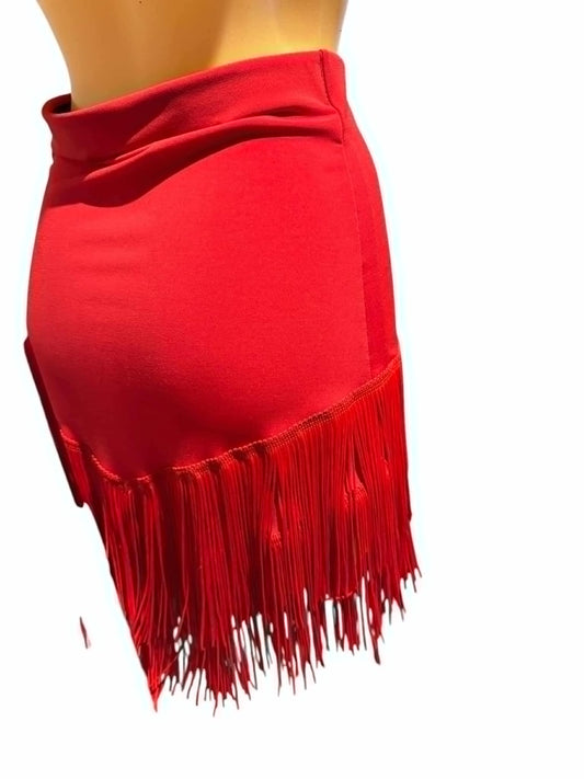 Skirt with two rows of fringes